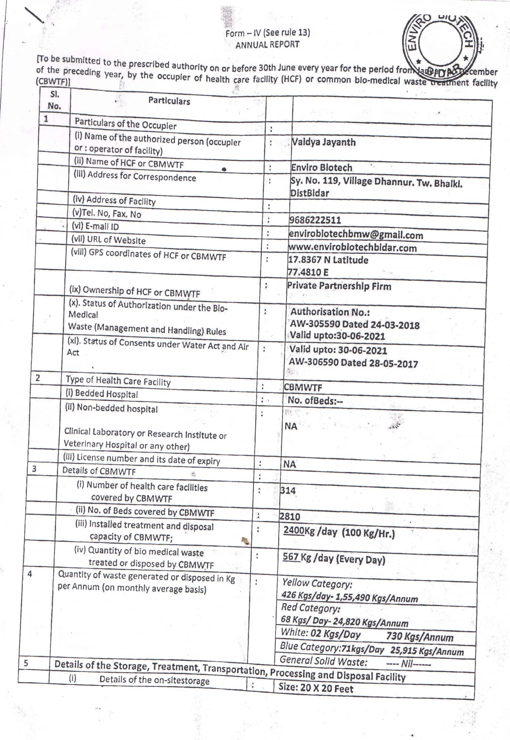 Annual Report – page 1 of 3